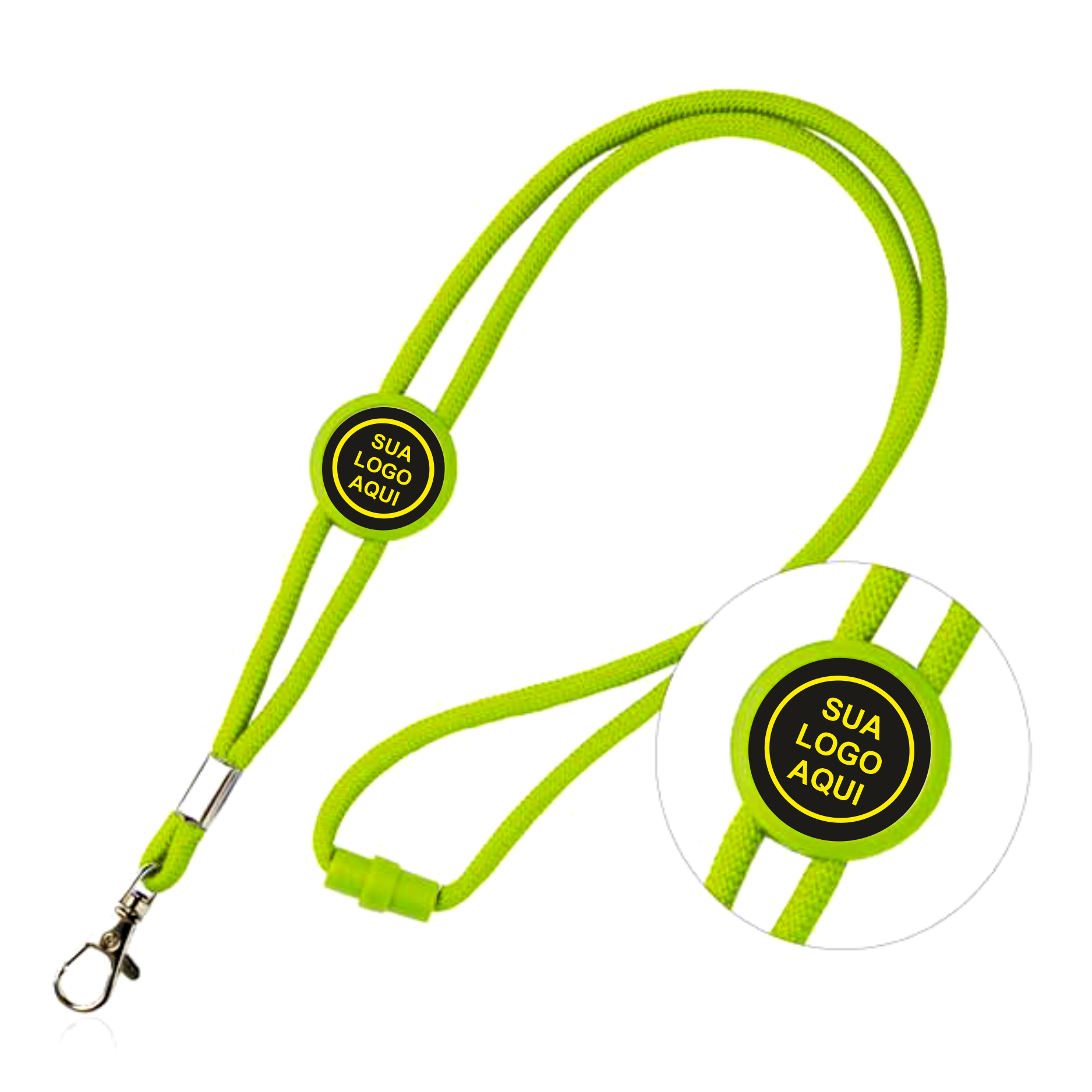 Porta Chaves Lanyard Verde - Sua Logo Aqui
