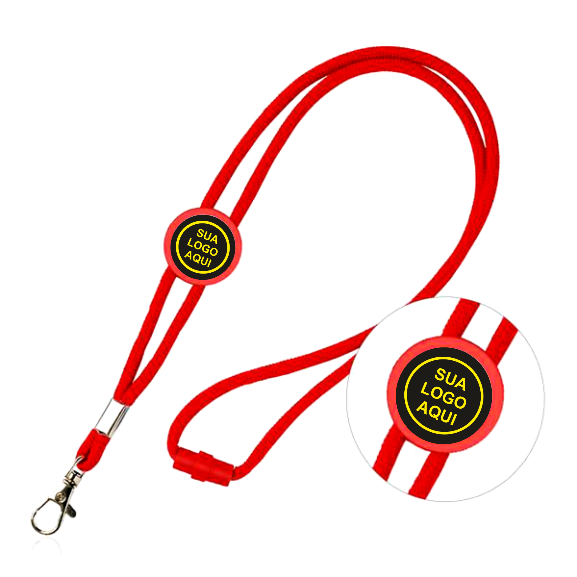 Porta Chaves Lanyard Vermelha - Sua Logo Aqui